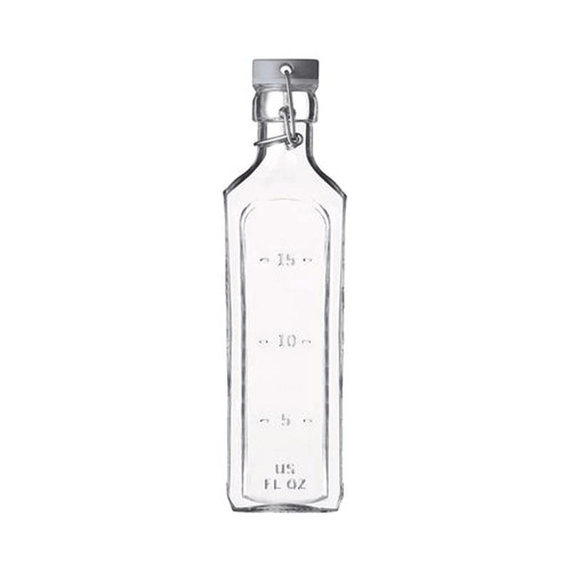 Kilner Clip Top Bottle 600ml with airtight lid, ideal for fresh juices, oils, and sauces; stylish square design and eco-friendly.