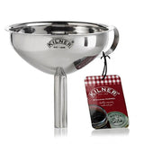 Kilner Stainless Steel Straining Funnel with mirror finish, removable straining disc for easy preserving and cooking tasks.