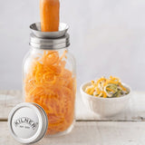 "Kilner Spiralizer Set Glass transforms veggies into spaghetti-style ribbons, perfect for healthy, creative meals."