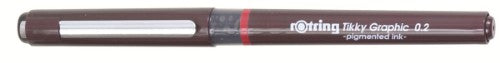 Rotring Tikky Graphic pens in black, featuring precision tips (0.1, 0.3, 0.5mm), waterproof ink, and durable metal nibs for artists.