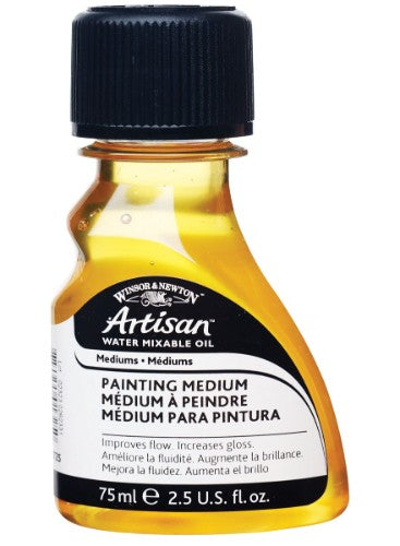 Winsor & Newton Artisan Oil Painting Medium in a 75ml bottle, ideal for enhancing oil paint consistency and detail work.