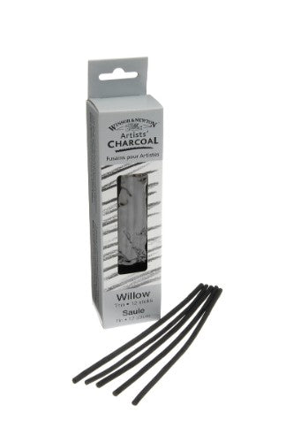 Winsor & Newton Willow Charcoal - Thin sticks in a pack, perfect for detailed sketches and drawing with consistent intensity.