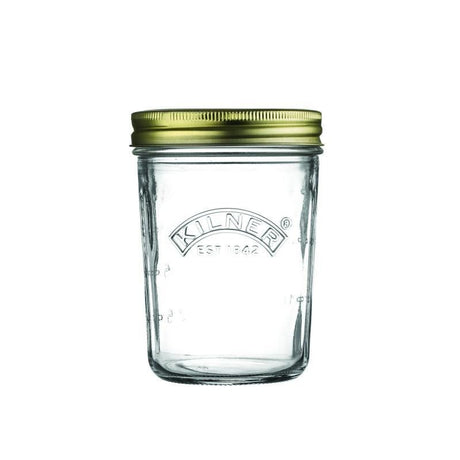 Kilner Wide Mouth Preserve Jar: 350ml clear glass with a vacuum seal lid, perfect for jams, pickles, and gifting homemade treats.