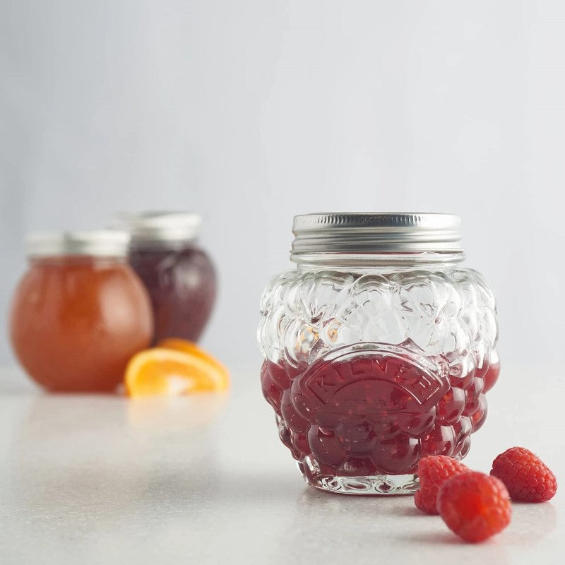 Kilner Berry Fruit Preserve Jar (400ml) in a charming berry shape, ideal for storing jams and fresh fruits with a secure lid.