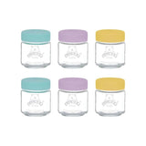 Kilner Kids Jar Set of 6 (110ml) with eco-friendly glass jars and non-spill silicone lids for safe baby food storage.