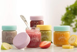 Kilner Kids Jar Set of 6 (190ml) for storing homemade baby food, featuring leak-proof lids and eco-friendly glass design.