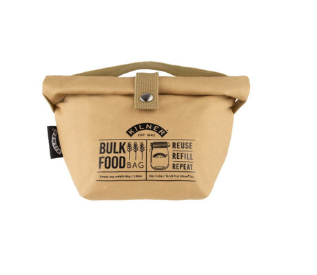 Eco-friendly Kilner Small Bulk Food Shopping Bag (1L) with carry handles, tare weight, and 6 labels for easy bulk shopping.