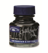 Winsor & Newton 30ml Silver Calligraphy Ink in metallic finish, ideal for elegant lettering and artistic embellishments.