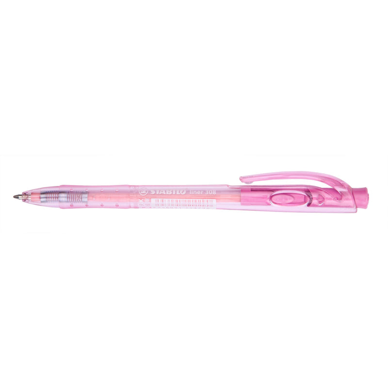 Stabilo 308 Liner Retractable Ballpoint Pen Medium Pink Box 10 -10 units
