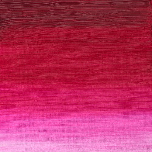 Winsor & Newton 37ml Quinacridone Magenta oil paint tube, vibrant hue for artists, perfect for mixing and glazing techniques.