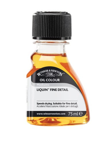 Winsor & Newton Liquin Fine Detail 75ml, a fluid gloss medium for fine details, quick drying, and durable with vibrant results.