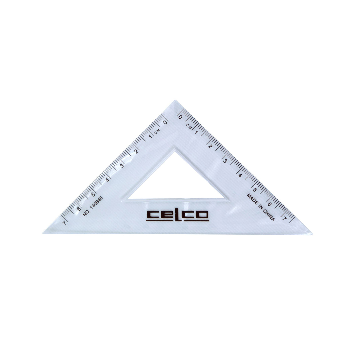 Clear 14cm Celco set squares with 45°/60° angles, perfect for precise drawing and drafting in classrooms or professional settings.