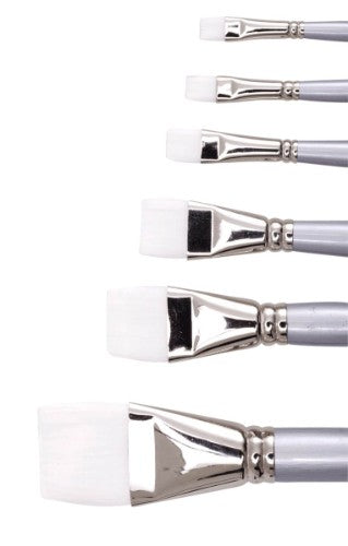 Jasart White Taklon Short Flat Brushes - Size 3/8