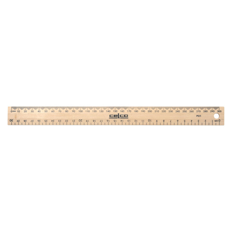 Celco Rulers Wooden Polished Drilled 30cm