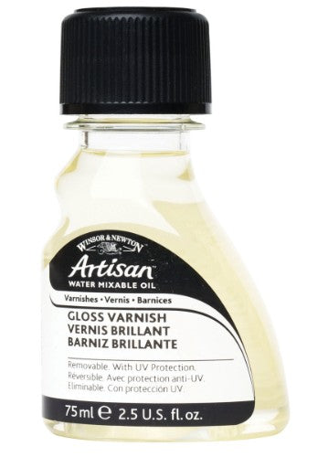 Winsor & Newton Artisan Varnish Gloss 75ml, a non-yellowing, water-based protectant for vibrant artwork, easily removable for touch-ups.