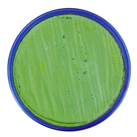 Vibrant 18ml pot of Snazaroo Lime Green face paint, perfect for kids' parties and easy to apply and remove.