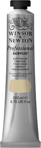 Premium 200ml Winsor & Newton Titanium White acrylic paint with high pigmentation, quick-drying for vibrant layering.