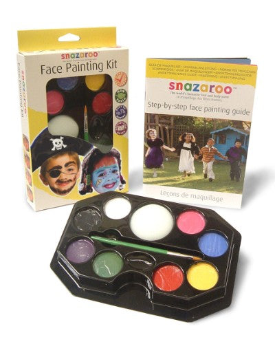 Snazaroo Kit - Unisex: A complete face painting set with 8 vibrant colors, brushes, sponges, and a guide for safe, creative fun.