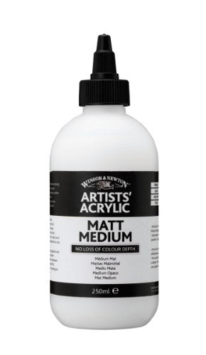 Winsor & Newton Matt Medium 250ml, perfect for artists seeking vibrant, non-reflective finishes and enhanced control in acrylic painting.