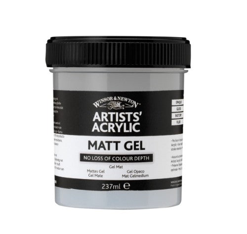 Winsor & Newton Matt Gel 237ml, a versatile acrylic medium for texture, layering, and a clear matte finish.