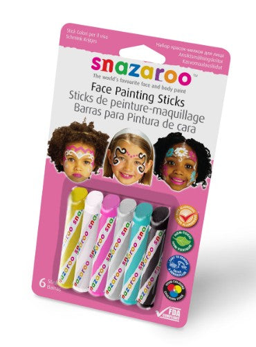 Snazaroo Facepaint Sticks in vibrant colors for girls, perfect for parties and safe, non-toxic fun.