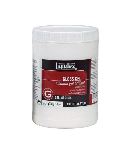 Liquitex Gloss Gel Mediums 946ml in a clear container, perfect for enhancing color vibrancy and providing a glossy finish.