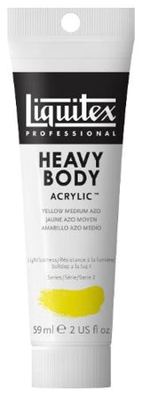 Liquitex Heavy Body Acrylic in Yellow Medium Azo, 59ml tube, showcasing buttery consistency and vibrant, durable color for artists.