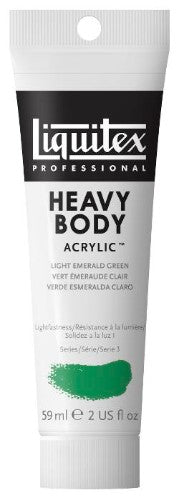 Liquitex Heavy Body Acrylic 59ml tube in Light Emerald Green, featuring a rich, buttery texture and high pigment load for vibrant artwork.