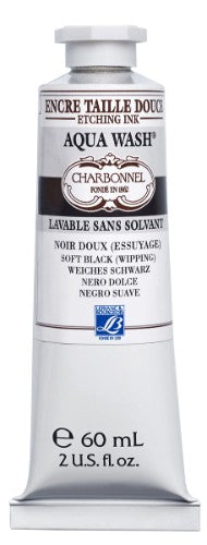 Charbonnel Aquawash 60ml black etching ink, water-washable, high pigment, ideal for intaglio and relief printing.