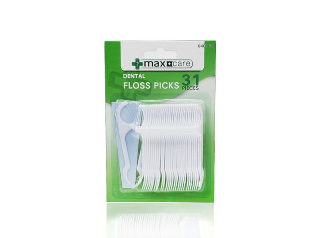 Maxcare Dental Floss Picks pack with 744 mint-flavored picks for effective dental care and fresh breath on-the-go.