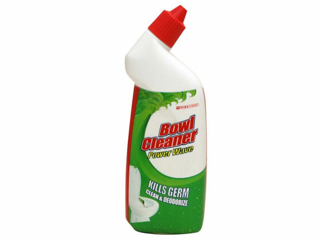 Maxcare Toilet Bowl Cleaner 500ml bottles, bulk pack of 24, effectively cleans, deodorizes, and eliminates germs for hygiene.