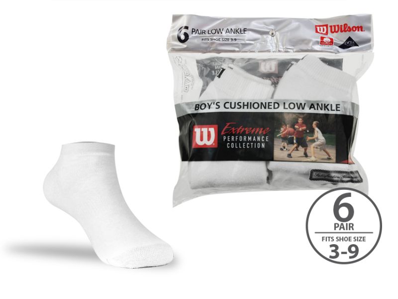 Low Ankle Socks - Wilson Cushioned Boy's (60 Packs)