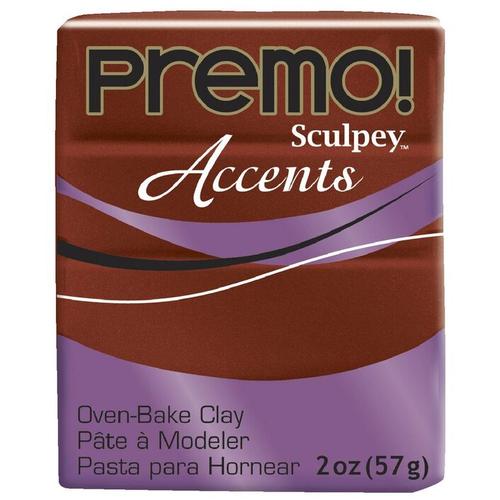 Premium SCULPEY PREMO ACCENT Bronze polymer clay, 57g, perfect for crafting jewelry and sculptures with a metallic sheen.