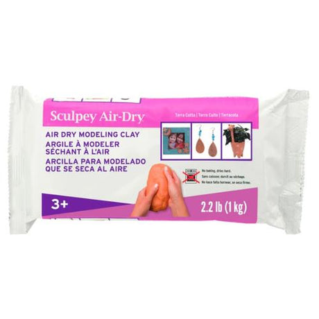 Terracotta Sculpey air dry clay, 1kg, ideal for detailed sculptures, crafts, jewelry, and durable art projects.