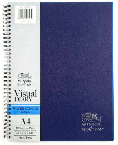 Winsor & Newton A4 watercolour diary with 200gsm paper, wire-bound for easy sketching and vibrant, acid-free pages.