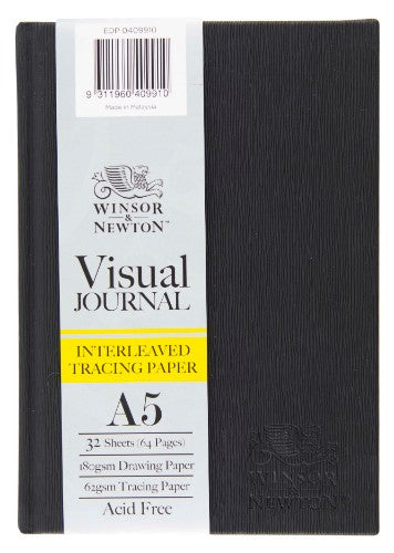 Hardbound A5 journal with interleaved tracing and drawing paper, designed for versatile artistic expression and durability.