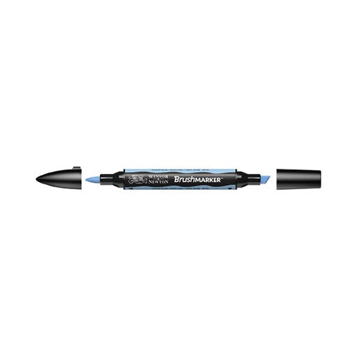 Twin-tipped black BrushMarker from Winsor & Newton, perfect for versatile art applications with smooth, alcohol-based ink.