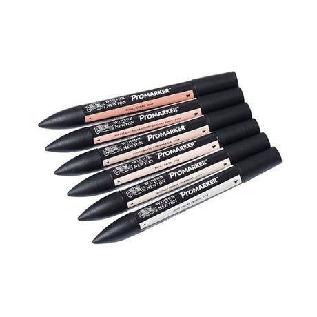 Twin-tip ProMarkers skin tone set with shades like Ivory and Coral for smooth blending and vibrant illustrations.