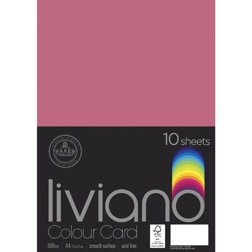 Liviano Heavy Colour Card in Fushia, 300gsm A4 size, pack of 10 sheets for vibrant crafts and projects. Eco-friendly and versatile.