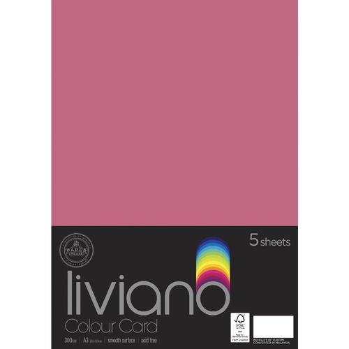 Vibrant A3 Fuchsia 300gsm card pack of 5, ideal for crafting, drawing, and projects with a smooth, double-sided surface.