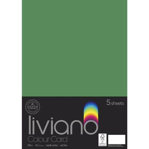 Vibrant green 300gsm A3 cardstock, pack of 5, ideal for versatile arts and crafts, presentations, and creative projects.