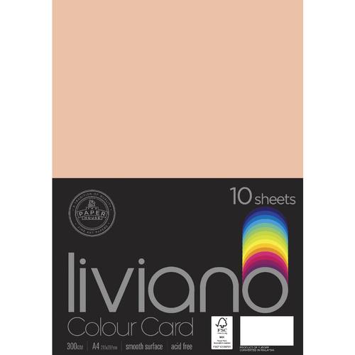 Salmon-colored 300gsm A4 heavy colour card, pack of 10, ideal for crafting, drawing, and eco-friendly projects.