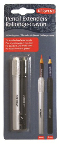 Derwent Pencil Extenders: Two durable tools for extending pencil life, fitting both large and standard-sized pencils for artists.