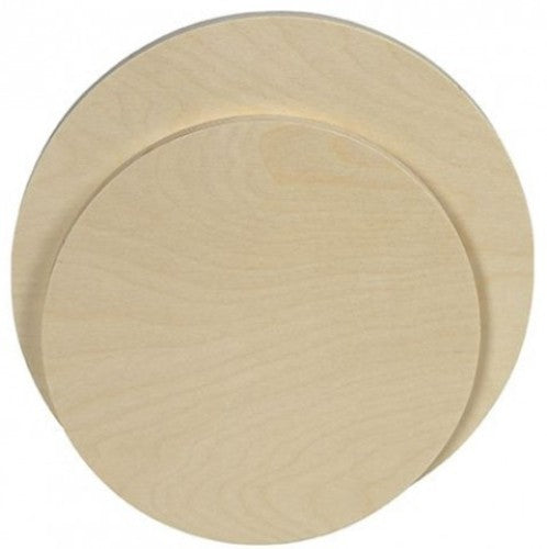 Round 20cm Jasart wood panel made of durable Birchwood, perfect for various media and sustainable art projects.