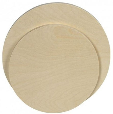 Round 20cm Jasart wood panel made of durable Birchwood, perfect for various media and sustainable art projects.