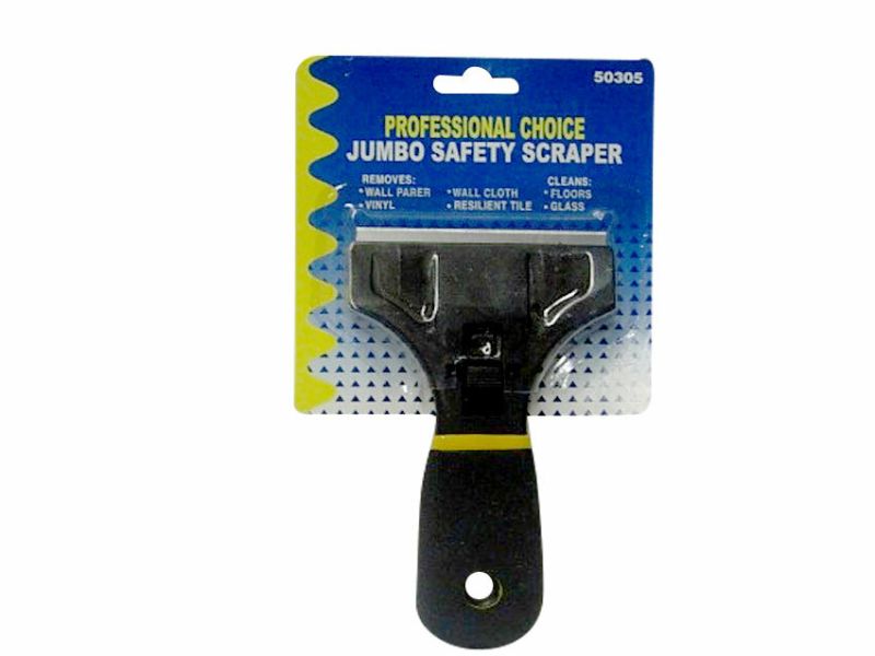 Jumbo Safety Scraper pack of 12, featuring durable blades and ergonomic design for efficient, safe material removal.