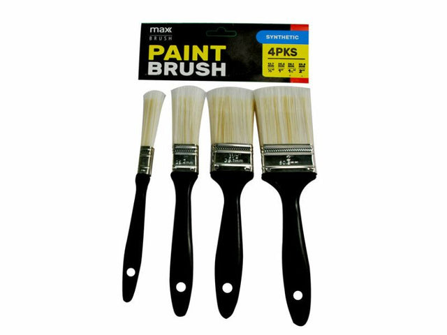 Max Brand Synthetic Paint Brush set featuring 24 packs of 4 high-quality brushes, perfect for diverse painting techniques.