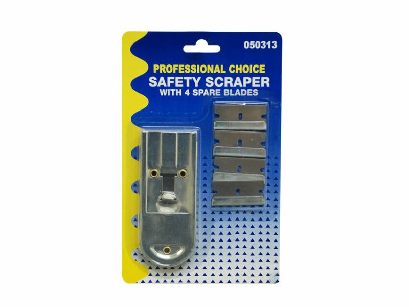Metal scraper set with 12 durable tools and 4 interchangeable steel blades for paint and residue removal.