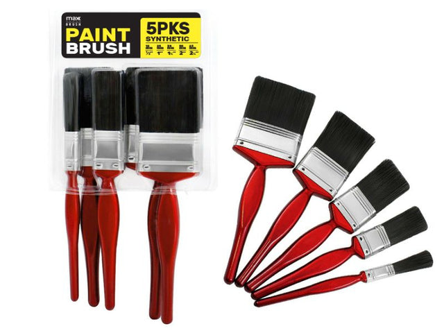 Max Brand Synthetic Paint Brushes - 12 packs of 5 versatile, eco-friendly brushes for all painting techniques and projects.