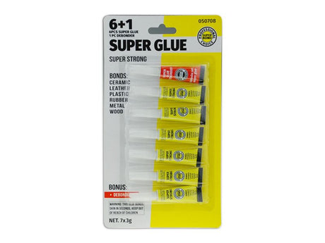 A versatile Super Glue Set with 24 packs, perfect for bonding ceramic, wood, metal, and more, plus a debonder for mistakes.